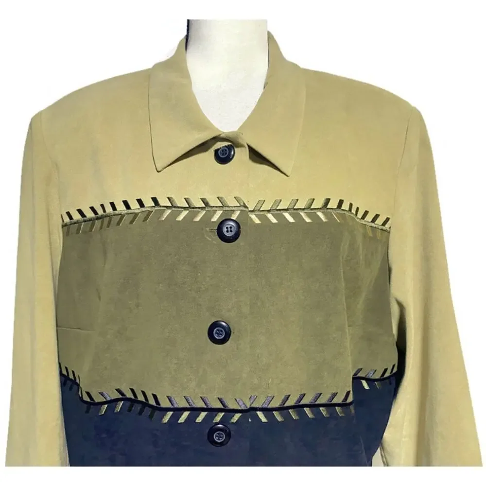 Positive Attitude Women's Blazer Jacket Size 18 Brown Black Button Up Suit